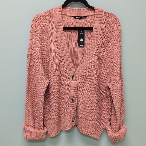 Pink Chunky Knit Cardigan - Picture 1 of 7